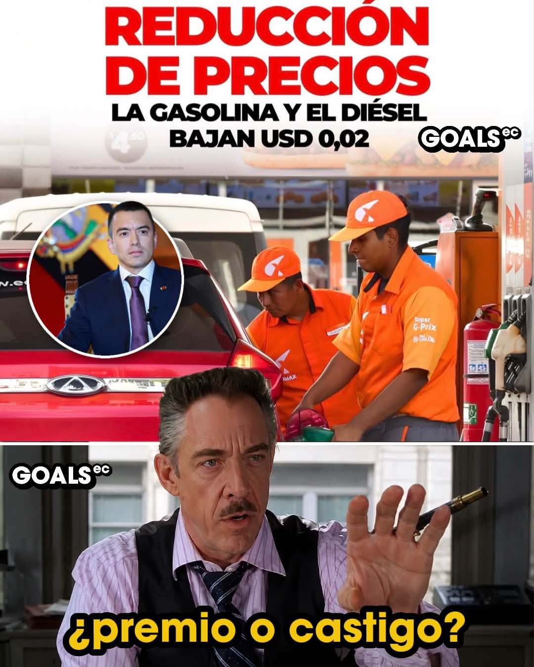 Noboa anuncia nuevas reducciones en los precios de los combustibles